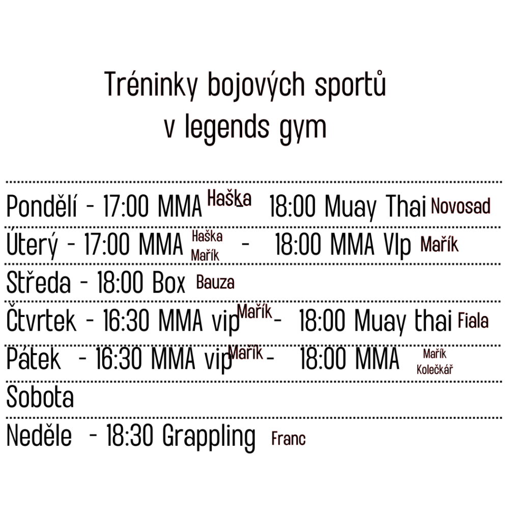 Tréninky bojových sportů v legends gym